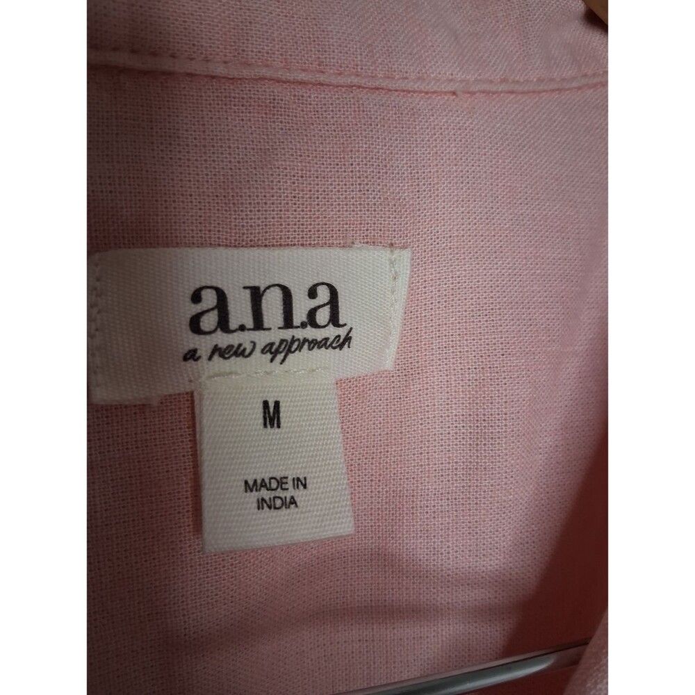 NWT ANA A New Approach Pink Linen Blend Button Front Camp Shirt Sz M Coastal - Picture 3 of 9